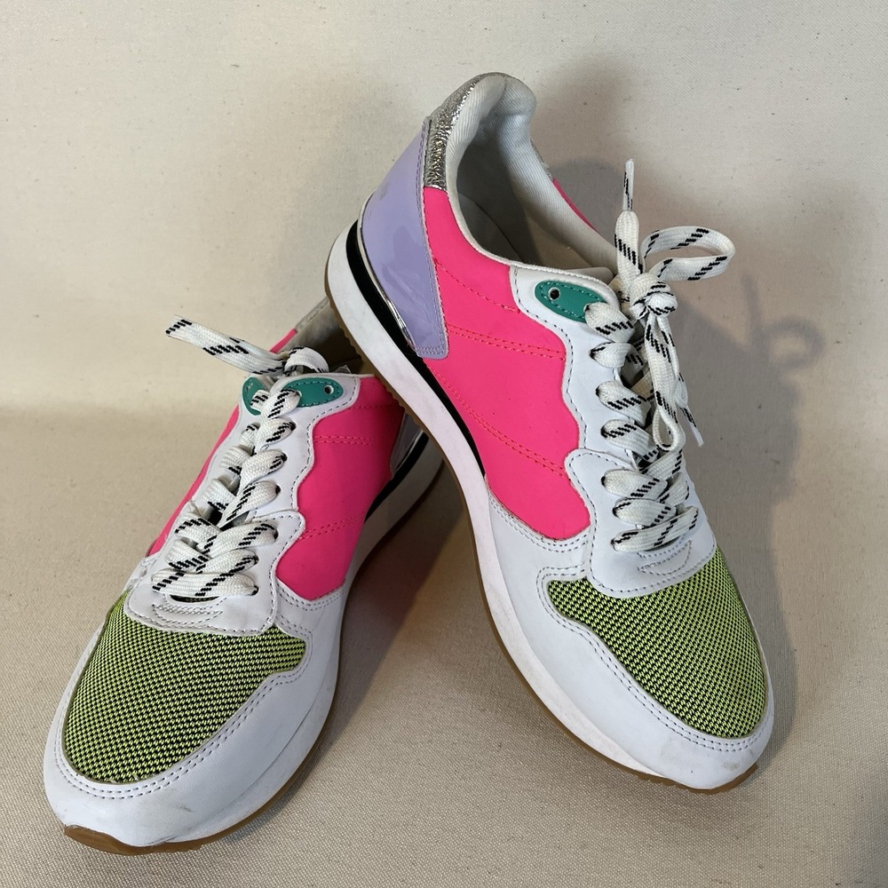Nine West Benly Sneaker Tennis Shoe Pink Green Purple Silver Women's 6.5